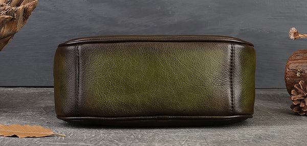 DEEPKEE original nubuck handmade full-grain genuine leather cowhide bag Unisex Leather Boston Bag No.9096