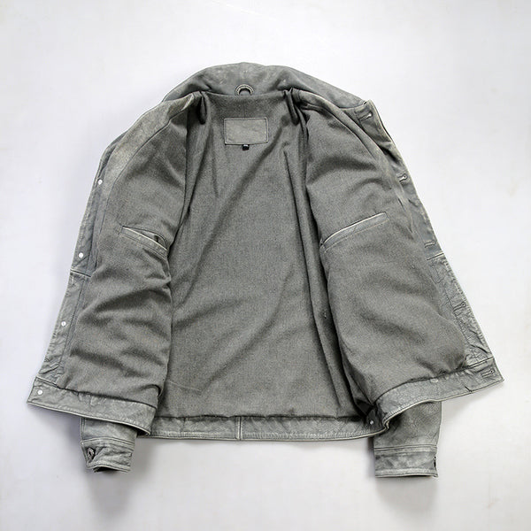 DEEPKEE original nubuck handmade full-grain genuine leather cowhide bag GLENWOOD LEATHER DRIVING JACKET #G416