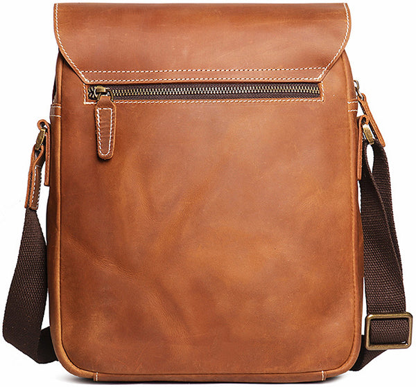 DEEPKEE original nubuck handmade full-grain genuine leather cowhide bag Best DEEPKEE Brown Leather Vertical Side Bag Courier Bag Messenger Bag 30023