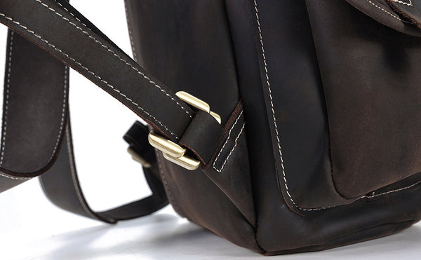 DEEPKEE original nubuck handmade full-grain genuine leather cowhide bag The DEEPKEE Vacationer Backpack #6643