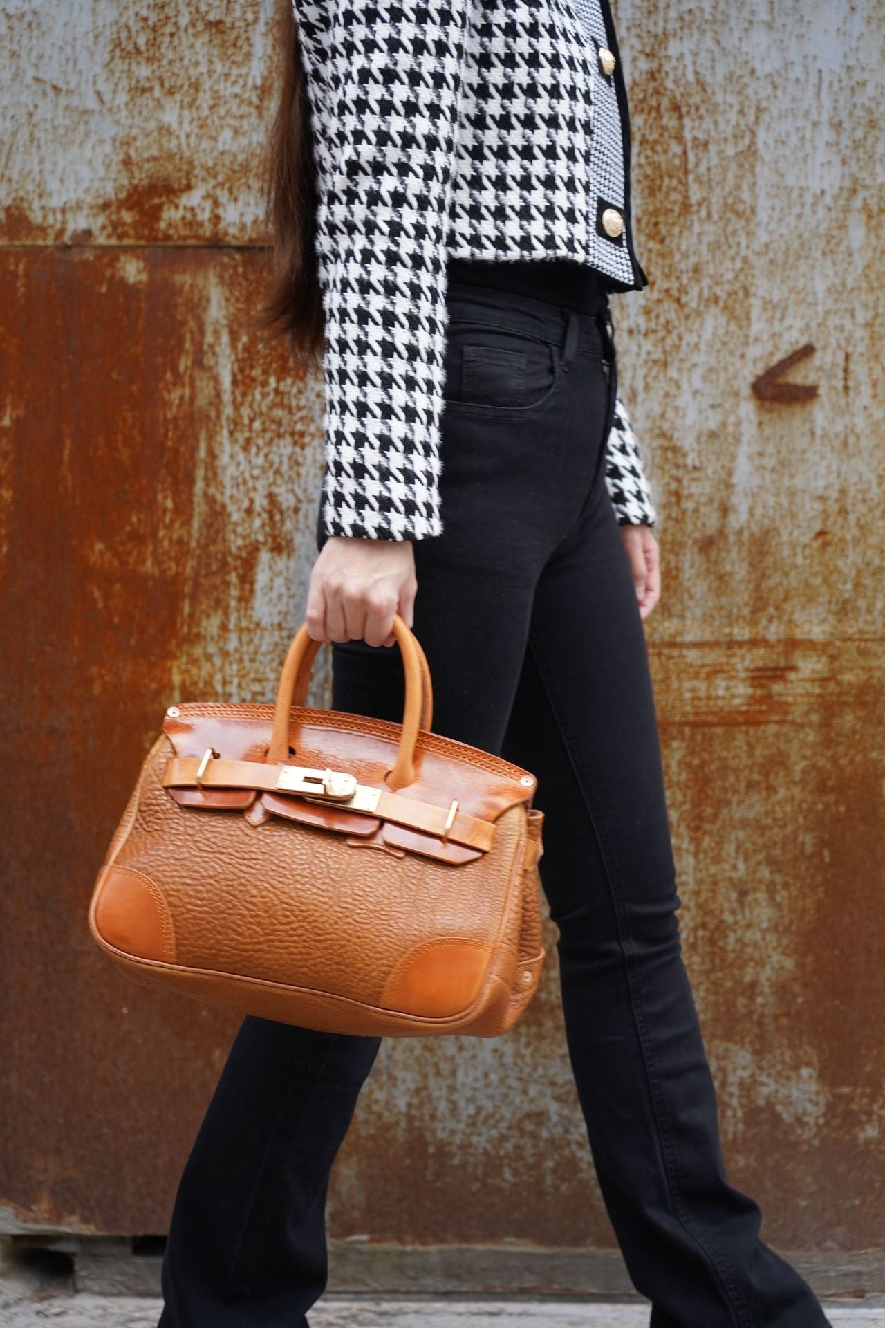 DEEPKEE original nubuck handmade full-grain genuine leather cowhide bag Deepkee handmade leather Faux Birkin 35 Bags For Sale #B30148-01