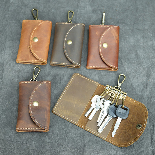 DEEPKEE original nubuck handmade full-grain genuine leather cowhide bag Deepkee handmade Leather Key Holder Case - with 6 Hooks for Keys #457Y1