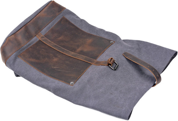 DEEPKEE original nubuck handmade full-grain genuine leather cowhide bag Deepkee®handmade Canvas&leather Roll Top Expansion Backpack No.5118