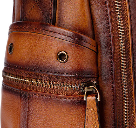 DEEPKEE original nubuck handmade full-grain genuine leather cowhide bag Square Roomy Messenger Bag #13522