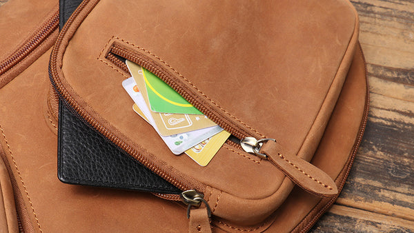 DEEPKEE original nubuck handmade full-grain genuine leather cowhide bag Alden Outdoor Travel Chest Bag No.30073