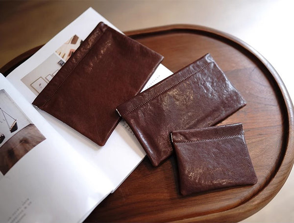 DEEPKEE original nubuck handmade full-grain genuine leather cowhide bag Handcrafted Leather Coin Purse & Card Organizer Wallet #D80591