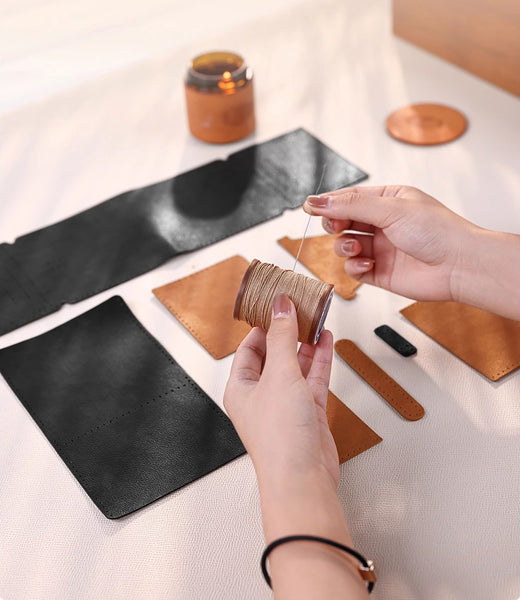 DEEPKEE original nubuck handmade full-grain genuine leather cowhide bag DIY Leather Wallet - Handmade Material Kit No.DC005