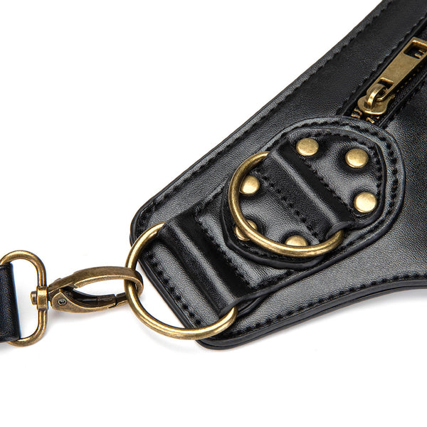 DEEPKEE original nubuck handmade full-grain genuine leather cowhide bag Steampunk retro motorcycle chain bag HG043