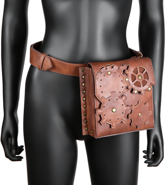DEEPKEE original nubuck handmade full-grain genuine leather cowhide bag Steampunk PU Leathers Gothic Fanny Waist Leg Bag Women Girl #G039B