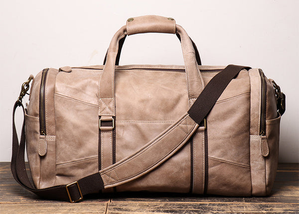 DEEPKEE original nubuck handmade full-grain genuine leather cowhide bag DEEPKEE LEATHER | Patrick Frosted Texture Luggage Bag No.1219-1