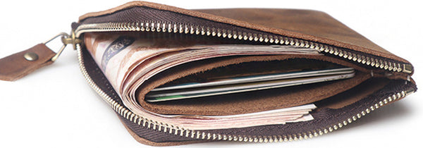 DEEPKEE original nubuck handmade full-grain genuine leather cowhide bag DEEPKEEE HANDMADE | Kay Lite Shorter Leather Wallet No.192