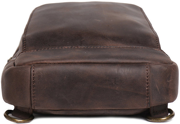 DEEPKEE original nubuck handmade full-grain genuine leather cowhide bag Buddy Sling Crossbody Bag No.30012