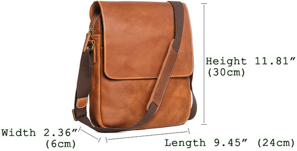 DEEPKEE original nubuck handmade full-grain genuine leather cowhide bag Best DEEPKEE Brown Leather Vertical Side Bag Courier Bag Messenger Bag 30023
