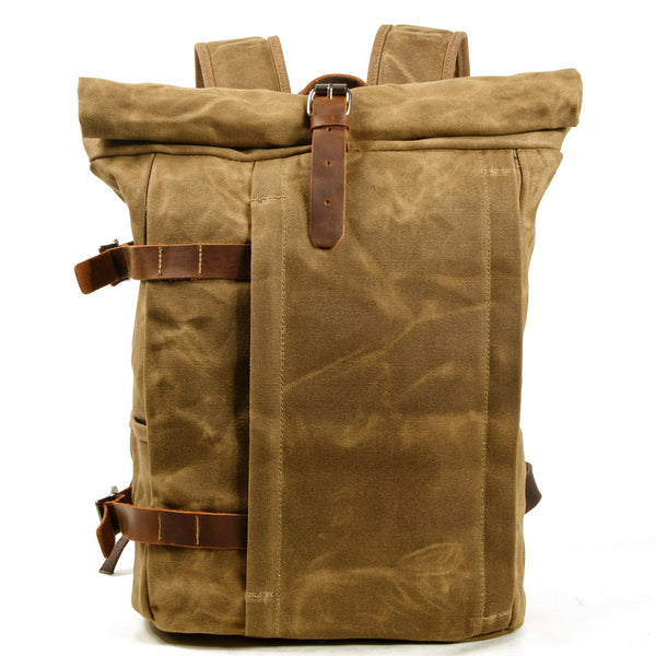 DEEPKEE original nubuck handmade full-grain genuine leather cowhide bag Doug Mountaineering Backpack #9721