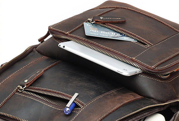 DEEPKEE original nubuck handmade full-grain genuine leather cowhide bag The Standard 15.6” Backpack #6597