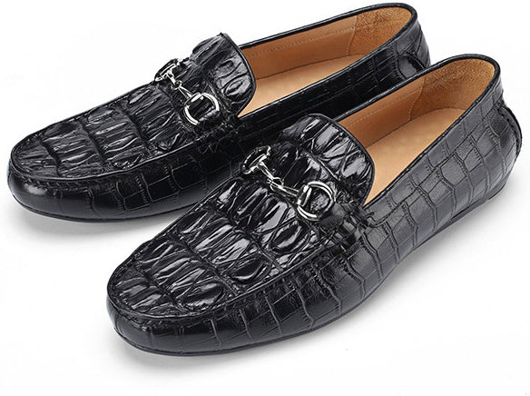 DEEPKEE original nubuck handmade full-grain genuine leather cowhide bag Handmade Crocodile Gommino Mens 6007-1