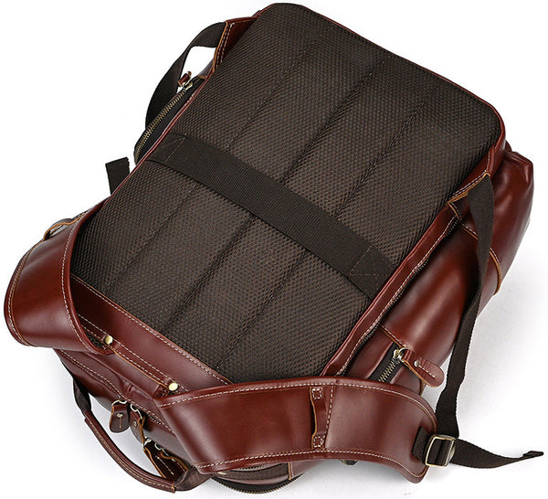 DEEPKEE original nubuck handmade full-grain genuine leather cowhide bag Dwight 18'' Cowhide Laptop Rucksack Backpack No9517