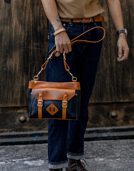 DEEPKEE original nubuck handmade full-grain genuine leather cowhide bag Vegetable Tanned Leather Unisex Satchel Bag #674