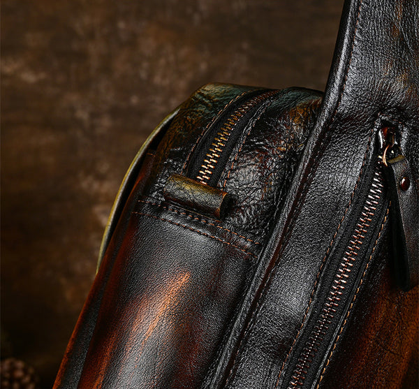 DEEPKEE original nubuck handmade full-grain genuine leather cowhide bag Handiwork Side Belt Bag No.SF903