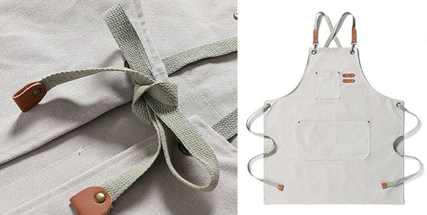 DEEPKEE original nubuck handmade full-grain genuine leather cowhide bag Coffee Maker/Chef Canvas Apron #710754