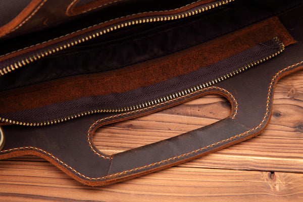 DEEPKEE original nubuck handmade full-grain genuine leather cowhide bag Slim Briefcase DEEPKEE LEATHER 2 Folio No.SF046