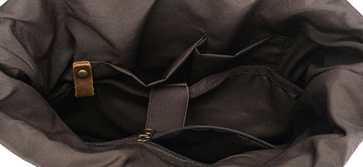 DEEPKEE original nubuck handmade full-grain genuine leather cowhide bag Deepkee Retro Travel Canvas Backpack #5191_1
