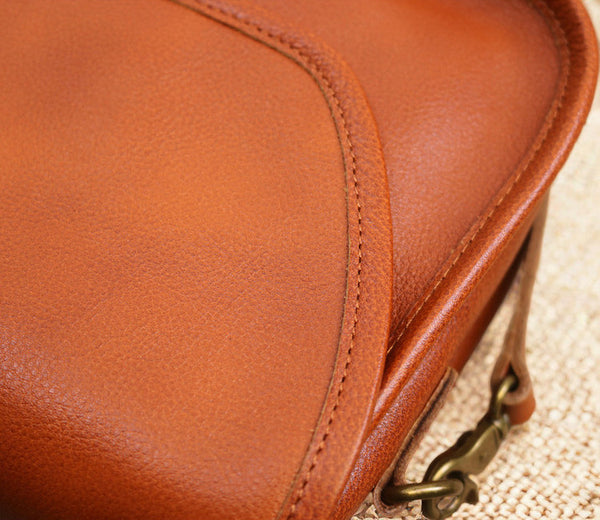 DEEPKEE original nubuck handmade full-grain genuine leather cowhide bag Vegetable Tanned Leather Crossbody Saddle Bag #1120