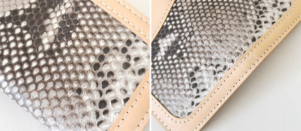 DEEPKEE original nubuck handmade full-grain genuine leather cowhide bag DEEPKEE Handmade Python Leather Bifold Wallet #59895