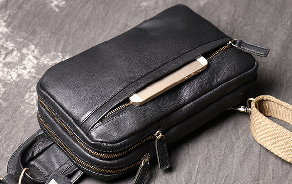 DEEPKEE original nubuck handmade full-grain genuine leather cowhide bag Aubrey Sling Bag No.9843