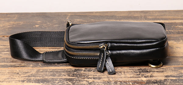 DEEPKEE original nubuck handmade full-grain genuine leather cowhide bag Freddie Chest Bag No.4018