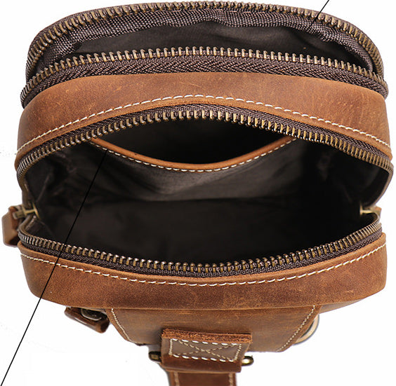 DEEPKEE original nubuck handmade full-grain genuine leather cowhide bag Leather Sling Crossbody Bag No.1078