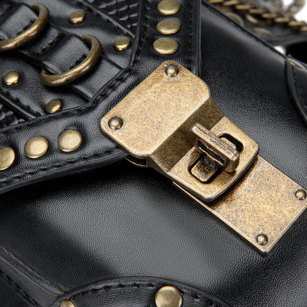 DEEPKEE original nubuck handmade full-grain genuine leather cowhide bag Steampunk retro motorcycle chain bag HG043