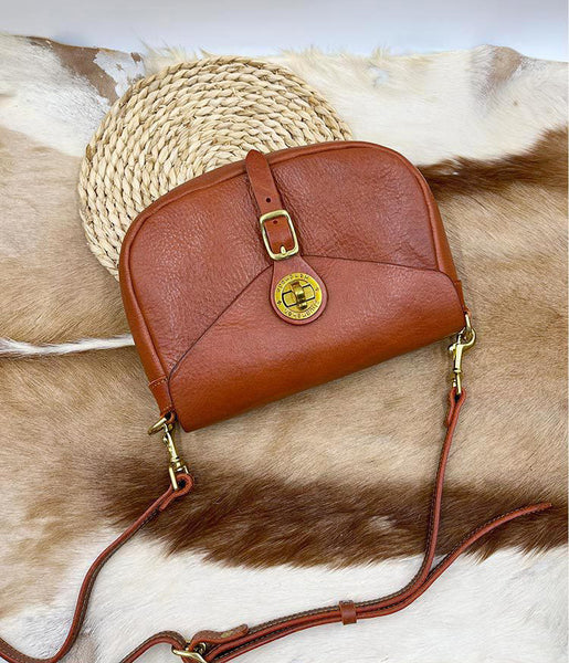 DEEPKEE original nubuck handmade full-grain genuine leather cowhide bag Handicraft Pure Leather Saddle Bag #43022