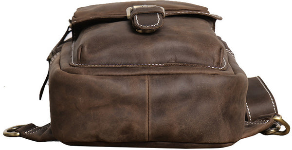DEEPKEE original nubuck handmade full-grain genuine leather cowhide bag Advanced Sling bag No.30177
