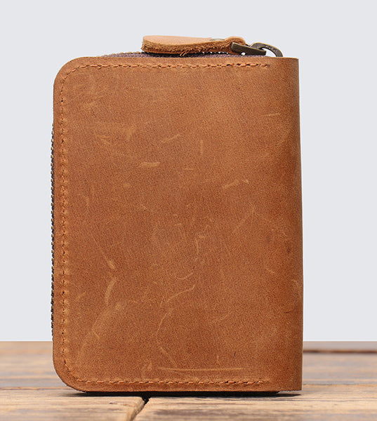 DEEPKEE original nubuck handmade full-grain genuine leather cowhide bag DEEPKEEE HANDMADE Mouth Organ Wallet/Card Holder No.J005