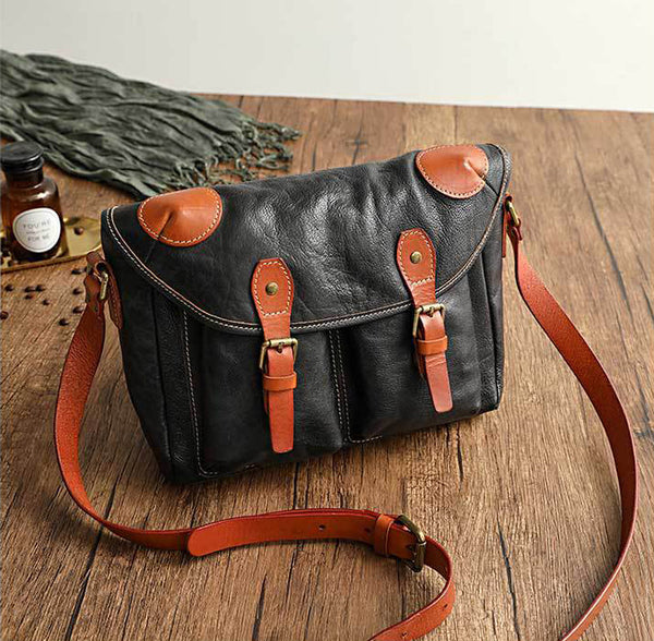 DEEPKEE original nubuck handmade full-grain genuine leather cowhide bag Handmade Vegetable Tanned Leather Cowhide Bag Crossbody #32043