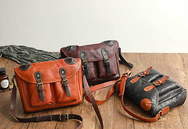 DEEPKEE original nubuck handmade full-grain genuine leather cowhide bag Handmade Vegetable Tanned Leather Cowhide Bag Crossbody #32043