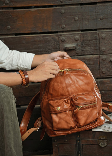 DEEPKEE original nubuck handmade full-grain genuine leather cowhide bag Deepkee Leather Horsehide or Sheephide Backpack #31005_1