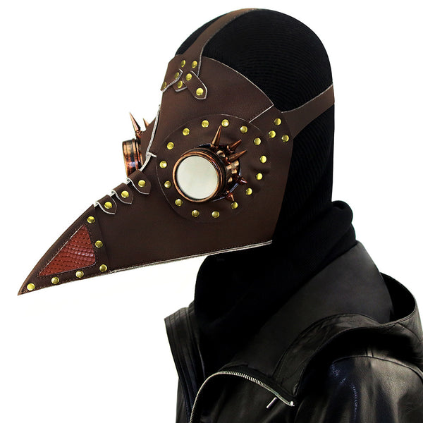 DEEPKEE original nubuck handmade full-grain genuine leather cowhide bag Steampunk Plague Beak Mask #HG073