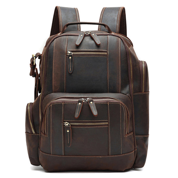 DEEPKEE original nubuck handmade full-grain genuine leather cowhide bag The Standard 15.6” Backpack #6597