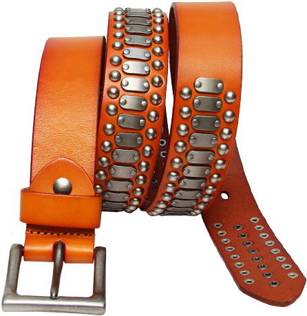 DEEPKEE original nubuck handmade full-grain genuine leather cowhide bag Deepkee Handcrafted Pin Buckle Street Heavy Industry Belt #36392