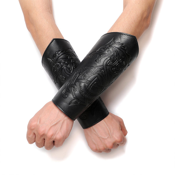 DEEPKEE original nubuck handmade full-grain genuine leather cowhide bag DEEPKEE Embossed Wristguard Knight's Wristguard Armband  FAS051