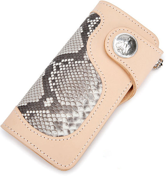 DEEPKEE original nubuck handmade full-grain genuine leather cowhide bag DEEPKEE Handmade Python Leather Bifold Wallet #59895