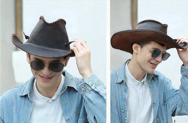 DEEPKEE original nubuck handmade full-grain genuine leather cowhide bag DEEPKEE shop brown leather hat 3040