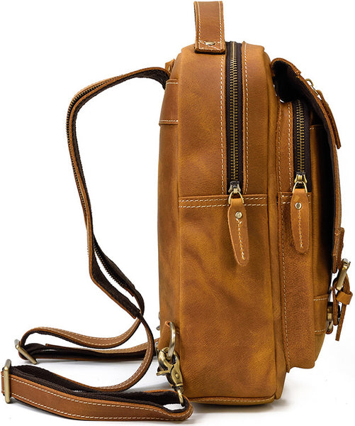 DEEPKEE original nubuck handmade full-grain genuine leather cowhide bag Alfred Leather Satchel Backpack No.1038