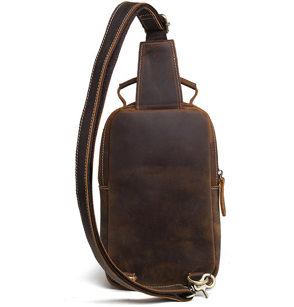 DEEPKEE original nubuck handmade full-grain genuine leather cowhide bag DEEPKEE tan leather crossbody sling bag 9915
