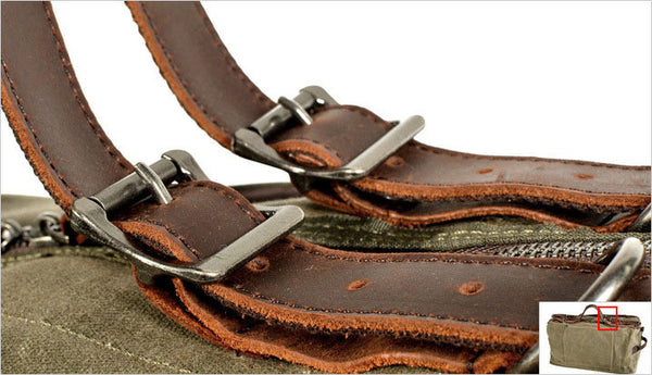 DEEPKEE original nubuck handmade full-grain genuine leather cowhide bag American military style distressed thick waxed canvas with solid craftsmanship Duffle bag #9518