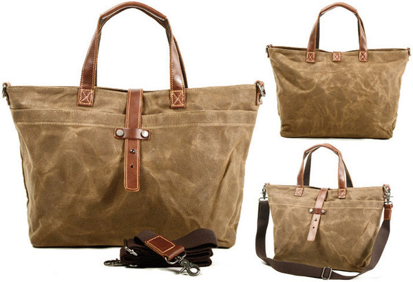 DEEPKEE original nubuck handmade full-grain genuine leather cowhide bag Deepkee Handmade Oil waxed canvas&leather simple tote bag #9706
