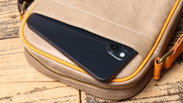 DEEPKEE original nubuck handmade full-grain genuine leather cowhide bag The Two Tone Satchel Bag #1775