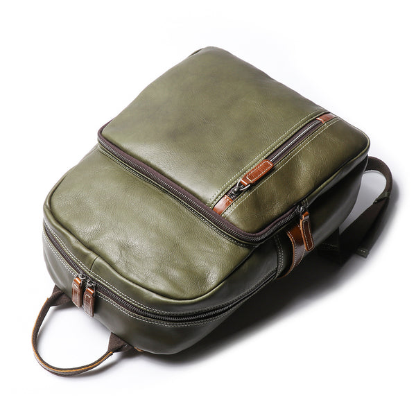 DEEPKEE original nubuck handmade full-grain genuine leather cowhide bag The Cowhide Travel Backpack #1788